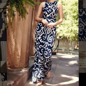Anthropologie stretchy navy maxi dress (S)